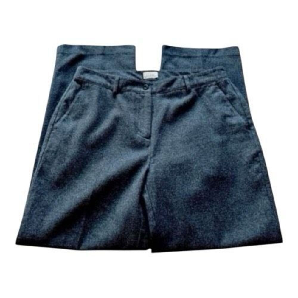 L.L. Bean Women Tweed Gray 100% Cotton Trouser Pants High Rise Size 12 Petite - Picture 2 of 12
